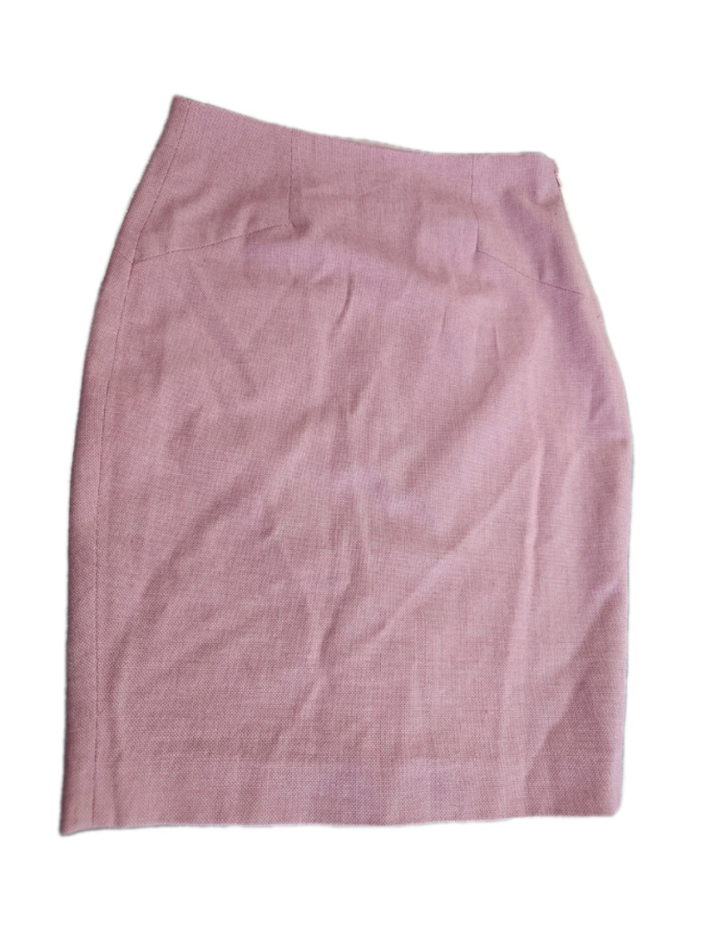 RW & CO Pink Wool Pencil Skirt Size 2, Zip Closure ON The Side, Slit Back